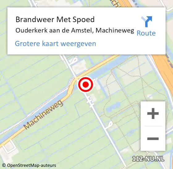 Locatie op kaart van de 112 melding: Brandweer Met Spoed Naar Ouderkerk aan de Amstel, Machineweg op 7 november 2022 05:13