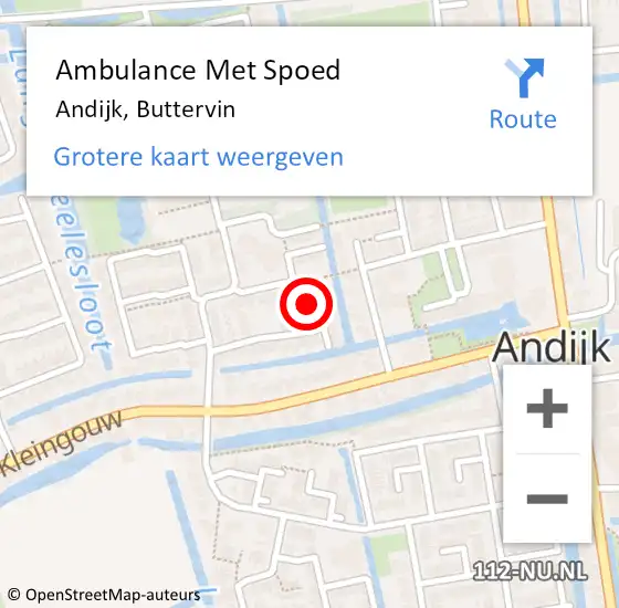 Locatie op kaart van de 112 melding: Ambulance Met Spoed Naar Andijk, Buttervin op 7 november 2022 08:01