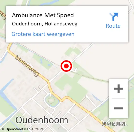 Locatie op kaart van de 112 melding: Ambulance Met Spoed Naar Oudenhoorn, Hollandseweg op 7 november 2022 08:52