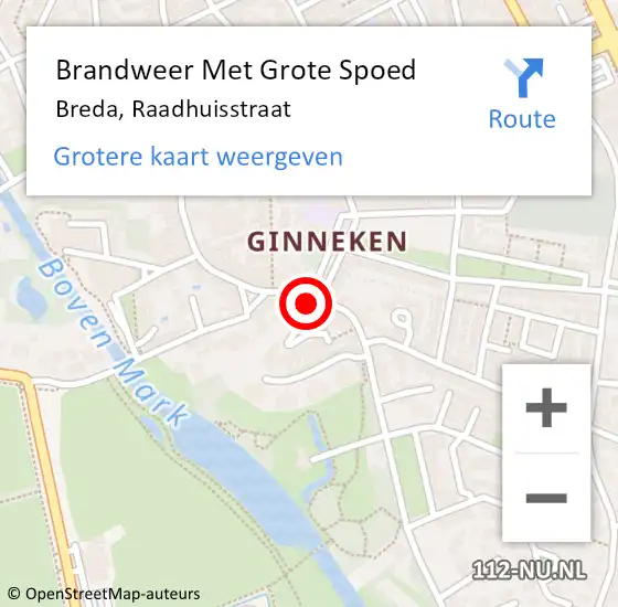 Locatie op kaart van de 112 melding: Brandweer Met Grote Spoed Naar Breda, Raadhuisstraat op 7 november 2022 08:57
