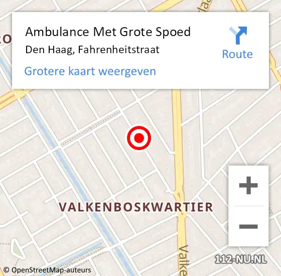 Locatie op kaart van de 112 melding: Ambulance Met Grote Spoed Naar Den Haag, Fahrenheitstraat op 7 november 2022 09:16
