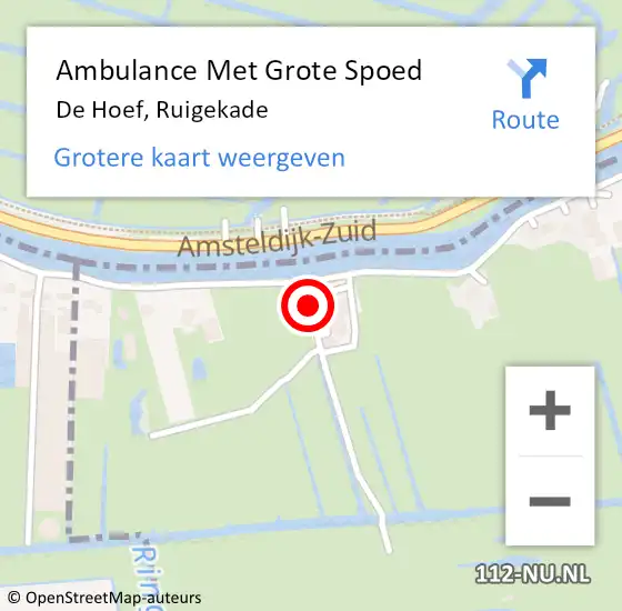 Locatie op kaart van de 112 melding: Ambulance Met Grote Spoed Naar De Hoef, Ruigekade op 7 november 2022 09:40