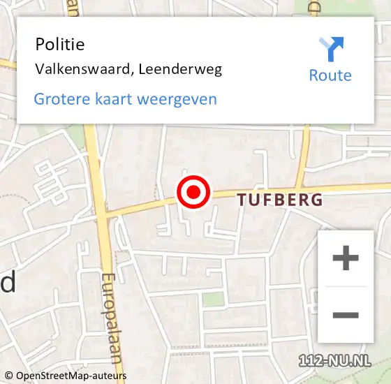 Locatie op kaart van de 112 melding: Politie Valkenswaard, Leenderweg op 7 november 2022 10:04