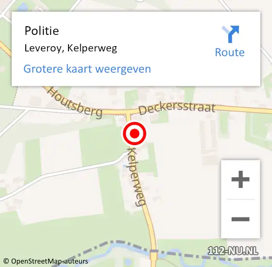 Locatie op kaart van de 112 melding: Politie Leveroy, Kelperweg op 7 november 2022 11:21