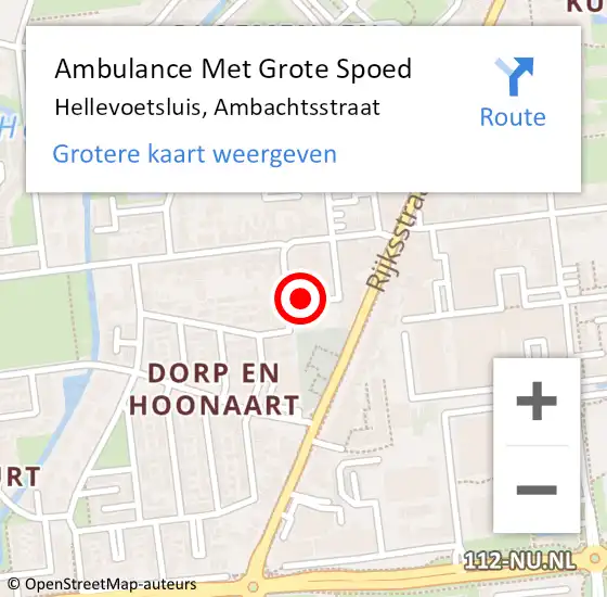 Locatie op kaart van de 112 melding: Ambulance Met Grote Spoed Naar Hellevoetsluis, Ambachtsstraat op 7 november 2022 11:50