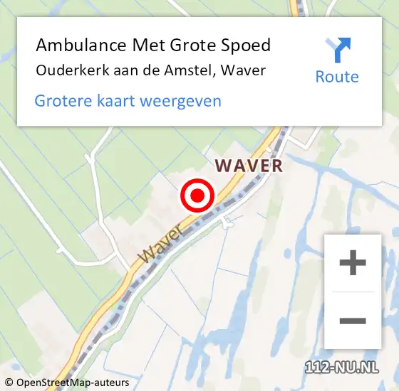 Locatie op kaart van de 112 melding: Ambulance Met Grote Spoed Naar Ouderkerk aan de Amstel, Waver op 7 november 2022 12:04