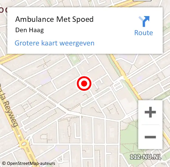 Locatie op kaart van de 112 melding: Ambulance Met Spoed Naar Den Haag op 7 november 2022 16:39