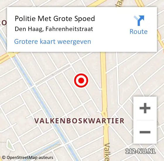 Locatie op kaart van de 112 melding: Politie Met Grote Spoed Naar Den Haag, Fahrenheitstraat op 7 november 2022 19:20