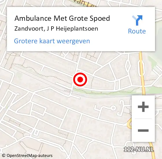 Locatie op kaart van de 112 melding: Ambulance Met Grote Spoed Naar Zandvoort, J P Heijeplantsoen op 7 november 2022 19:29