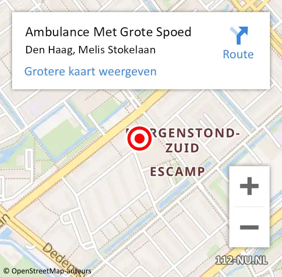 Locatie op kaart van de 112 melding: Ambulance Met Grote Spoed Naar Den Haag, Melis Stokelaan op 7 november 2022 20:38