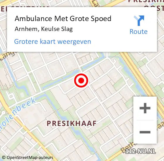 Locatie op kaart van de 112 melding: Ambulance Met Grote Spoed Naar Arnhem, Keulse Slag op 7 november 2022 23:19