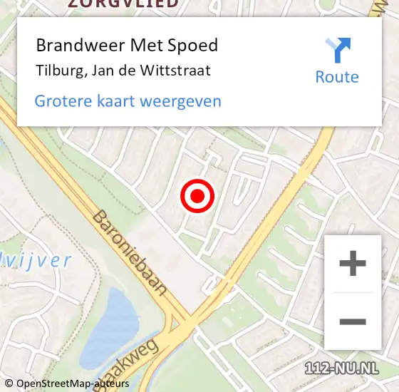 Locatie op kaart van de 112 melding: Brandweer Met Spoed Naar Tilburg, Jan de Wittstraat op 7 november 2022 23:52