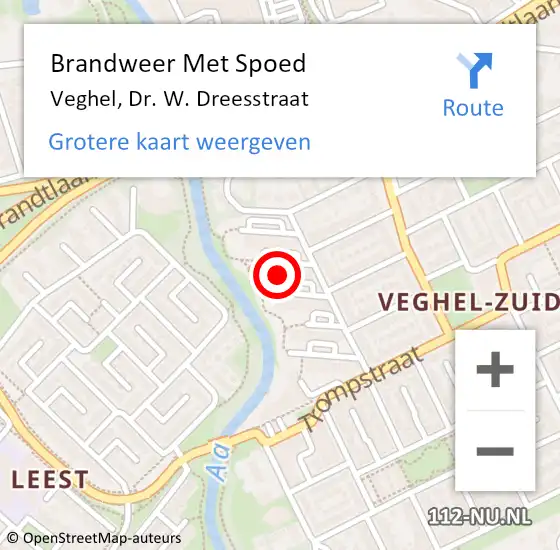 Locatie op kaart van de 112 melding: Brandweer Met Spoed Naar Veghel, Dr. W. Dreesstraat op 8 november 2022 00:31