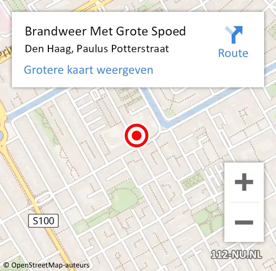 Locatie op kaart van de 112 melding: Brandweer Met Grote Spoed Naar Den Haag, Paulus Potterstraat op 8 november 2022 01:08