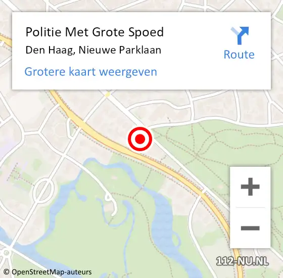 Locatie op kaart van de 112 melding: Politie Met Grote Spoed Naar Den Haag, Nieuwe Parklaan op 8 november 2022 06:52