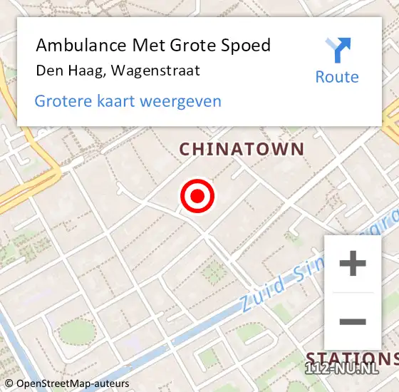 Locatie op kaart van de 112 melding: Ambulance Met Grote Spoed Naar Den Haag, Wagenstraat op 8 november 2022 07:55