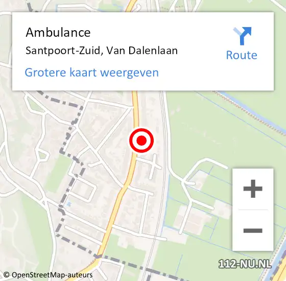 Locatie op kaart van de 112 melding: Ambulance Santpoort-Zuid, Van Dalenlaan op 8 november 2022 08:12