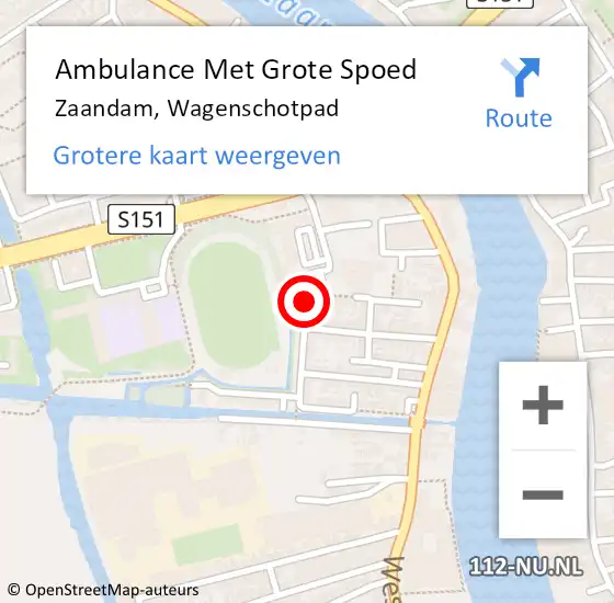 Locatie op kaart van de 112 melding: Ambulance Met Grote Spoed Naar Zaandam, Wagenschotpad op 8 november 2022 09:19