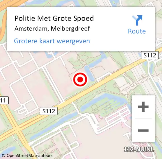 Locatie op kaart van de 112 melding: Politie Met Grote Spoed Naar Amsterdam-Zuidoost, Meibergdreef op 8 november 2022 10:35