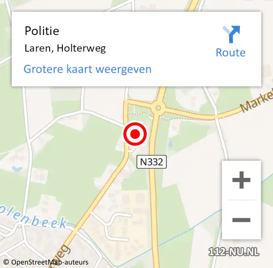 Locatie op kaart van de 112 melding: Politie Laren, Holterweg op 8 november 2022 13:10