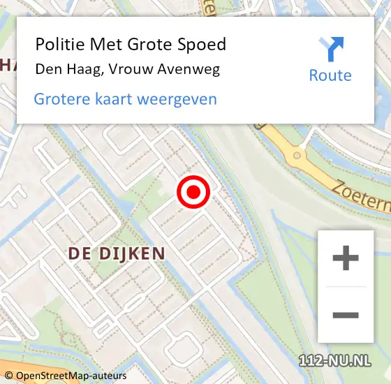 Locatie op kaart van de 112 melding: Politie Met Grote Spoed Naar Den Haag, Vrouw Avenweg op 8 november 2022 14:10