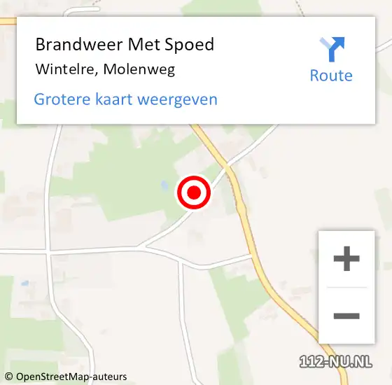 Locatie op kaart van de 112 melding: Brandweer Met Spoed Naar Wintelre, Molenweg op 8 november 2022 14:42