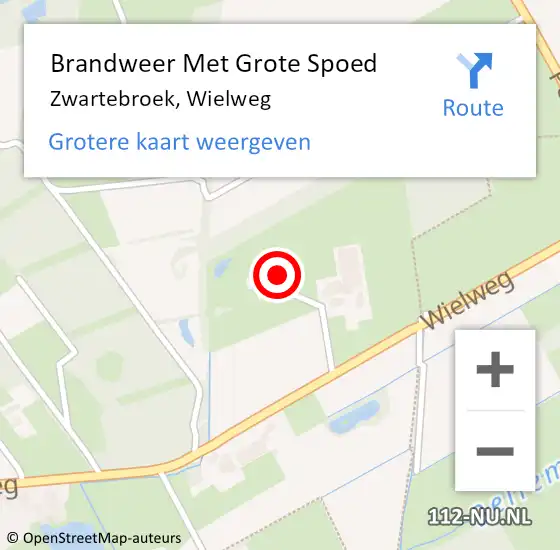 Locatie op kaart van de 112 melding: Brandweer Met Grote Spoed Naar Zwartebroek, Wielweg op 8 november 2022 14:58