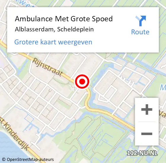 Locatie op kaart van de 112 melding: Ambulance Met Grote Spoed Naar Alblasserdam, Scheldeplein op 8 november 2022 15:21