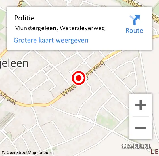 Locatie op kaart van de 112 melding: Politie Munstergeleen, Watersleyerweg op 8 november 2022 16:20