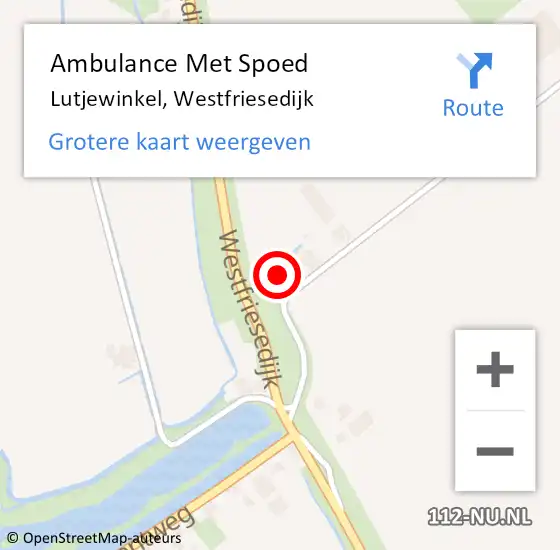 Locatie op kaart van de 112 melding: Ambulance Met Spoed Naar Lutjewinkel, Westfriesedijk op 8 november 2022 16:28