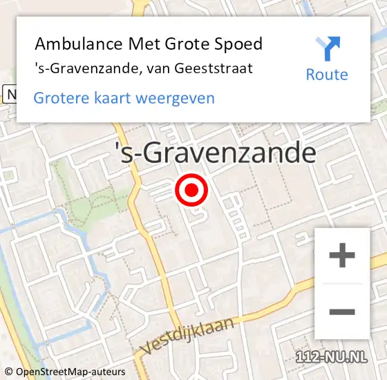 Locatie op kaart van de 112 melding: Ambulance Met Grote Spoed Naar 's-Gravenzande, van Geeststraat op 8 november 2022 16:36