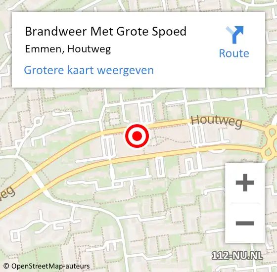 Locatie op kaart van de 112 melding: Brandweer Met Grote Spoed Naar Emmen, Houtweg op 8 november 2022 17:01