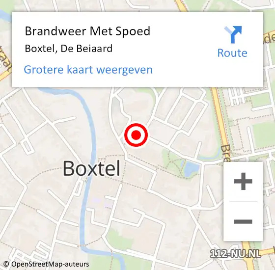 Locatie op kaart van de 112 melding: Brandweer Met Spoed Naar Boxtel, De Beiaard op 8 november 2022 17:16