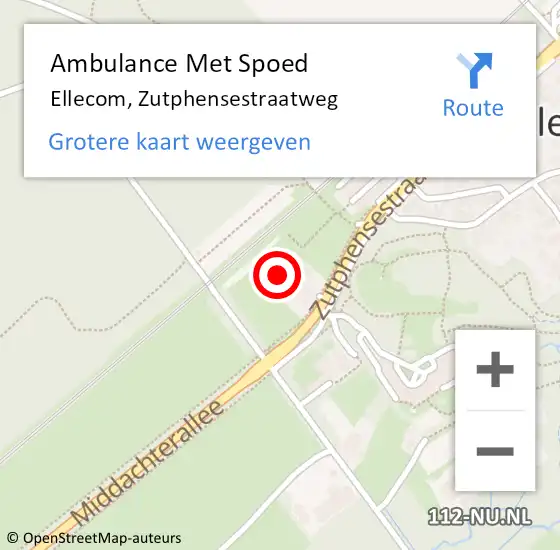 Locatie op kaart van de 112 melding: Ambulance Met Spoed Naar Ellecom, Zutphensestraatweg op 8 november 2022 18:45