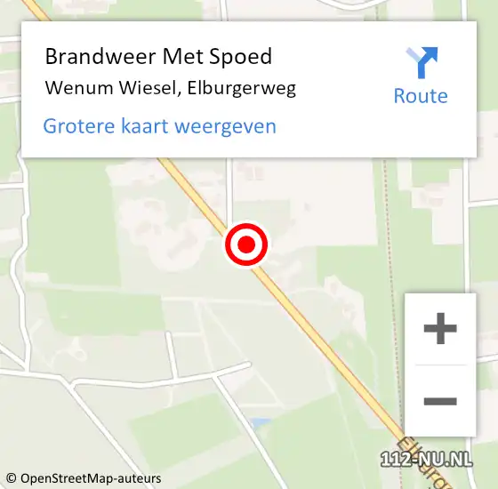 Locatie op kaart van de 112 melding: Brandweer Met Spoed Naar Wenum Wiesel, Elburgerweg op 8 november 2022 18:55