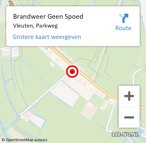 Locatie op kaart van de 112 melding: Brandweer Geen Spoed Naar Vleuten, Parkweg op 8 november 2022 20:57