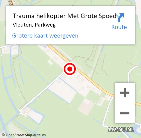 Locatie op kaart van de 112 melding: Trauma helikopter Met Grote Spoed Naar Vleuten, Parkweg op 8 november 2022 20:59