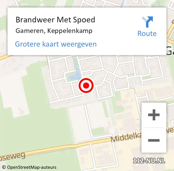 Locatie op kaart van de 112 melding: Brandweer Met Spoed Naar Gameren, Keppelenkamp op 8 november 2022 21:35
