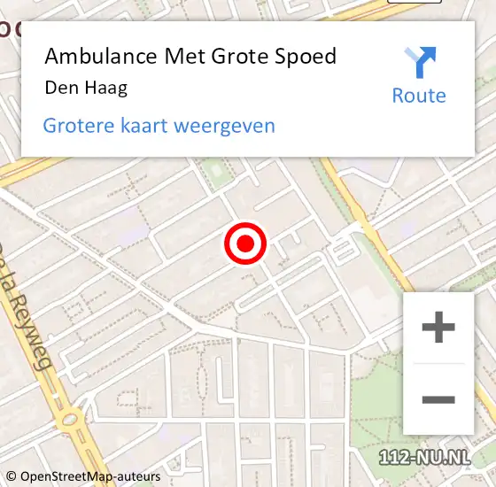 Locatie op kaart van de 112 melding: Ambulance Met Grote Spoed Naar Den Haag op 8 november 2022 21:51