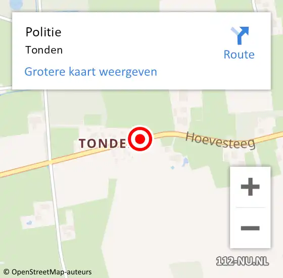 Locatie op kaart van de 112 melding: Politie Tonden op 9 november 2022 07:53
