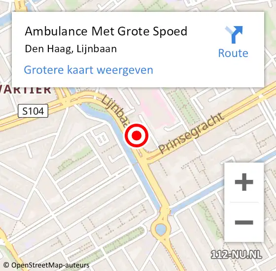 Locatie op kaart van de 112 melding: Ambulance Met Grote Spoed Naar Den Haag, Lijnbaan op 9 november 2022 10:09