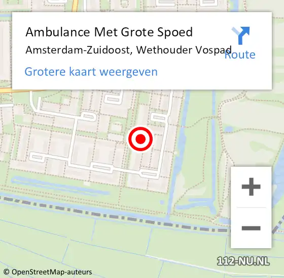 Locatie op kaart van de 112 melding: Ambulance Met Grote Spoed Naar Amsterdam-Zuidoost, Wethouder Vospad op 9 november 2022 10:29