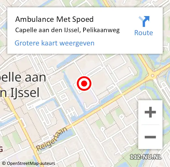 Locatie op kaart van de 112 melding: Ambulance Met Spoed Naar Capelle aan den IJssel, Pelikaanweg op 9 november 2022 11:25