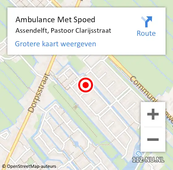 Locatie op kaart van de 112 melding: Ambulance Met Spoed Naar Assendelft, Pastoor Clarijsstraat op 9 november 2022 12:29