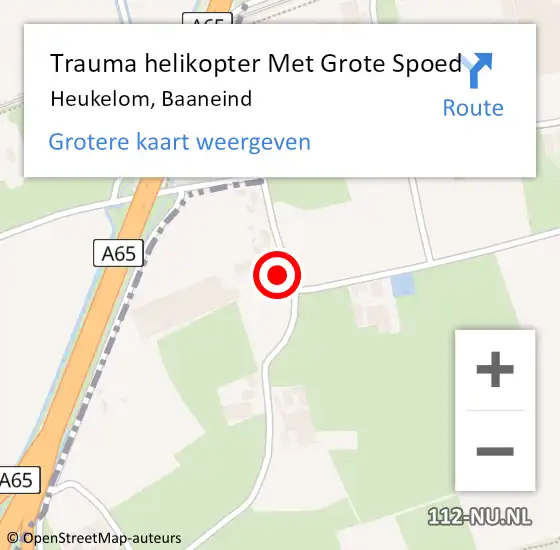Locatie op kaart van de 112 melding: Trauma helikopter Met Grote Spoed Naar Heukelom, Baaneind op 9 november 2022 15:09