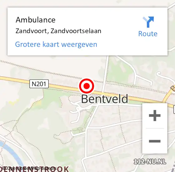 Locatie op kaart van de 112 melding: Ambulance Zandvoort, Zandvoortselaan op 9 november 2022 15:16