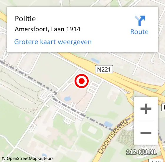 Locatie op kaart van de 112 melding: Politie Amersfoort, Laan 1914 op 9 november 2022 15:18