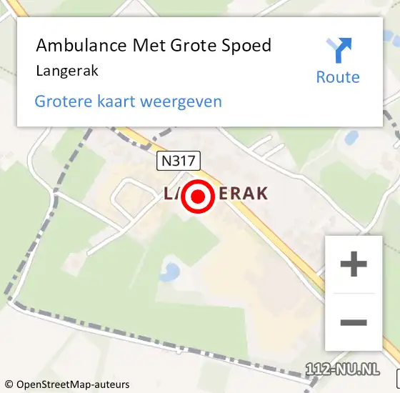 Locatie op kaart van de 112 melding: Ambulance Met Grote Spoed Naar Langerak op 9 november 2022 15:49