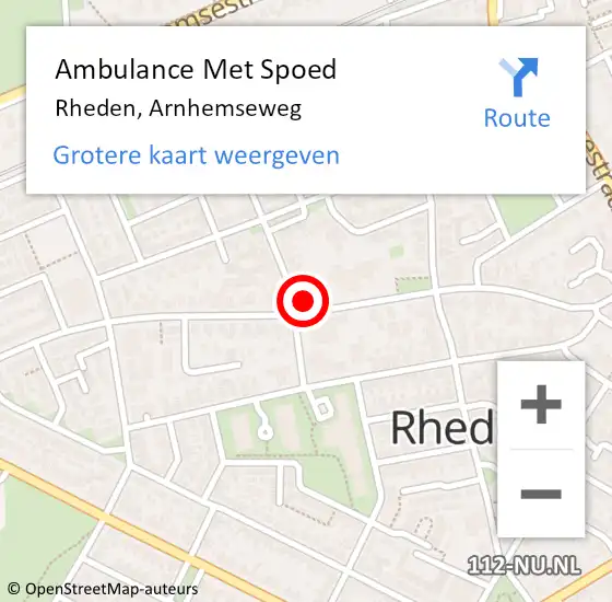 Locatie op kaart van de 112 melding: Ambulance Met Spoed Naar Rheden, Arnhemseweg op 9 november 2022 15:54