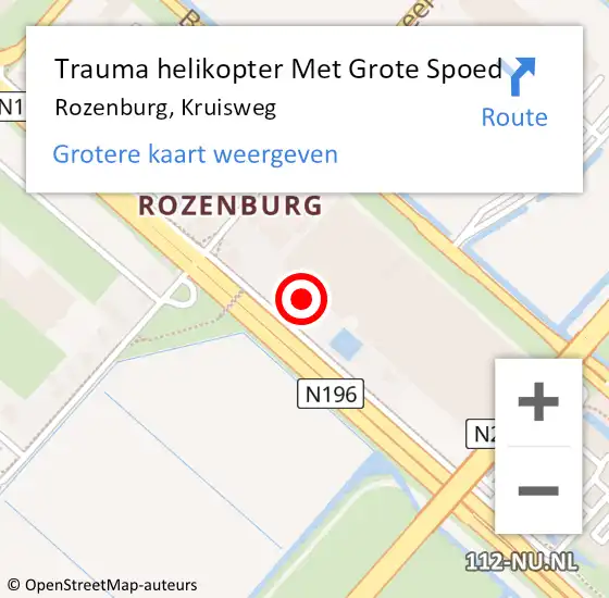 Locatie op kaart van de 112 melding: Trauma helikopter Met Grote Spoed Naar Rozenburg, Kruisweg op 9 november 2022 16:00